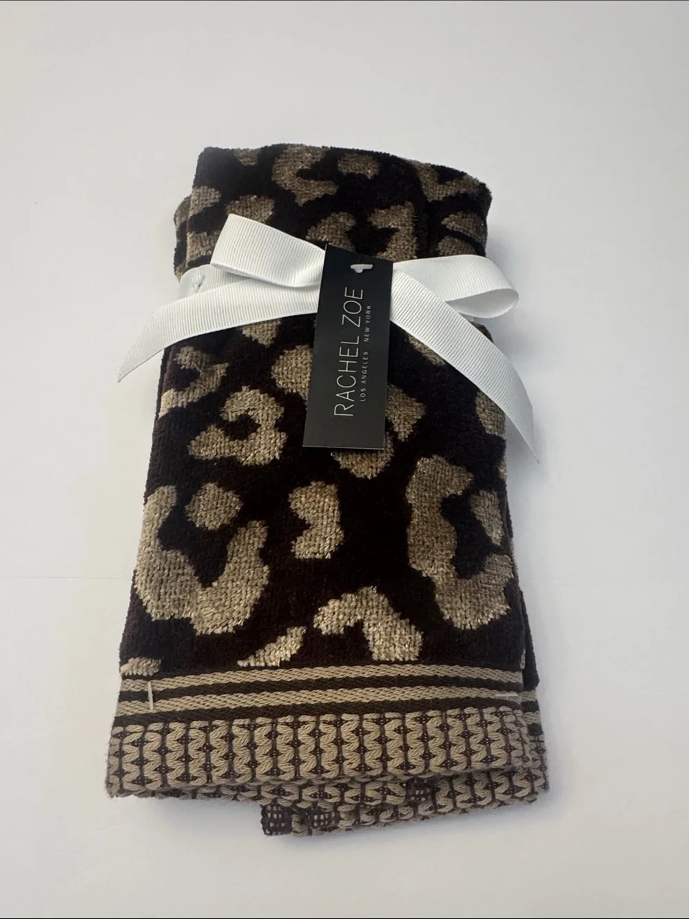 6pc RACHEL ZOE Cheetah Leopard Animal Print Bath Towel Set - Cotton/Viscose